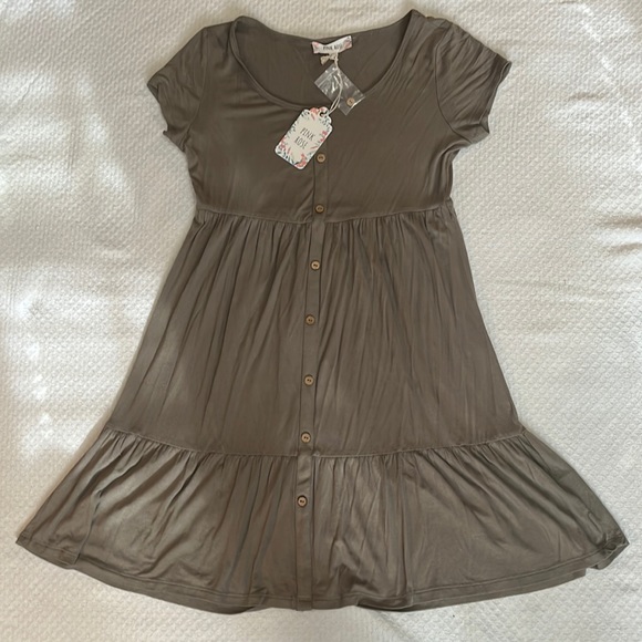 Pink Rose Dresses & Skirts - Army Green Loose Mini Dress